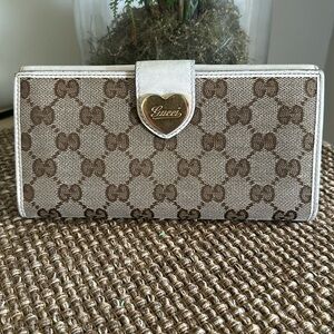 Gucci Ophidia Beige GG Canvas and Leather Wallet